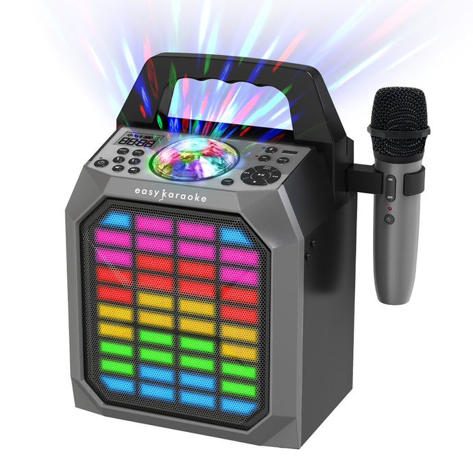 Easy Karaoke Bluetooth® Party Hub with Light Show and Wireless Microphone